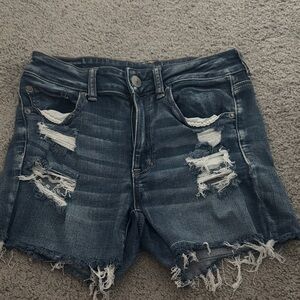 American Eagle Outfitters Blue Distressed Jean Shorts